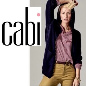 CABI Newport Hooded Cardigan Sweater 5275 Navy Open Front Academia Upscale Wmn M